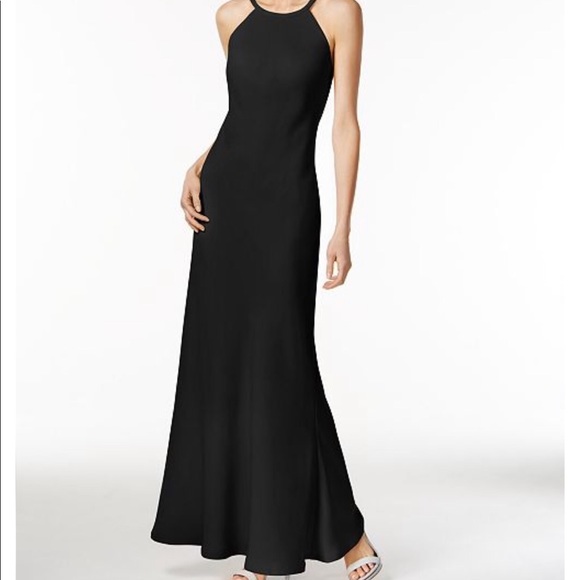 Calvin Klein Navy Crepe Halter Gown - Picture 4 of 4